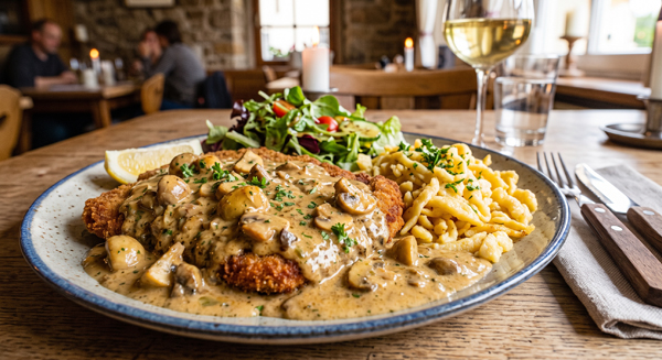 Schnitzel con Funghi e Panna